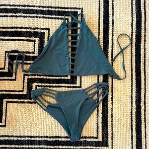 Bettinis Bikini- Jade color- Cut Out Top and Cheeky Bottoms